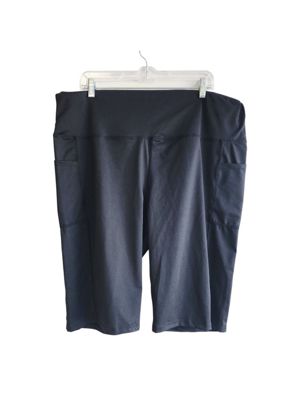Black High-Waisted Womens Biker Shorts With Side Pockets Size 5XL